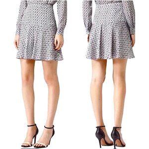 🔥 🆕 REISS Alise Printed Frill short skirt gray with chain link print size 2